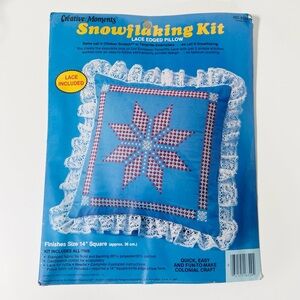 Vintage Cottagecore Paragon SNOWFLAKING Kit 14" Square Pillow Kit Lace Edged